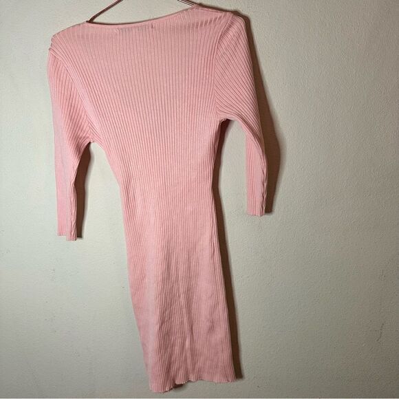 EUC Francesca’s English Factory Blush Pink Ribbed Knit Dress Small - Picture 3 of 5